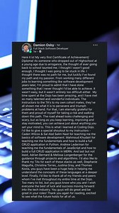 Now that's what we call a testimonial! Thanks for sharing the love, Damion. 💙 #DojoSuccess | Coding Dojo