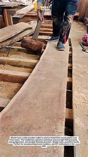 Traditional Wooden Mallet Floor Installation | Satisfying Carpentry Work #Shorts