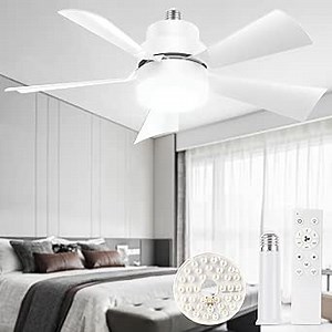 Amazon.com: We Charger Socket Fan Light, Ceiling Fans with Spare Light Panel Replacement, E26 E27 Screw in Lightbulb Fan Dimmable for Kitchen Garage Basement Laundry Room White : Automotive