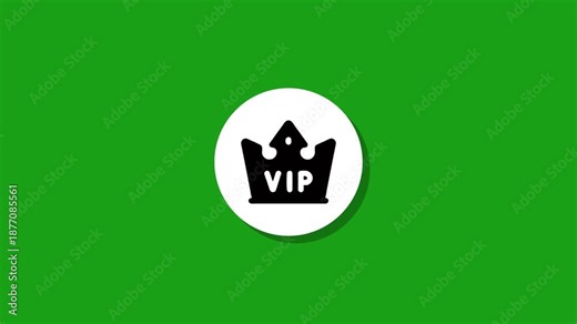 Vip crown icon appearing in dynamic animation on green screen background representing premium exclusive membership status