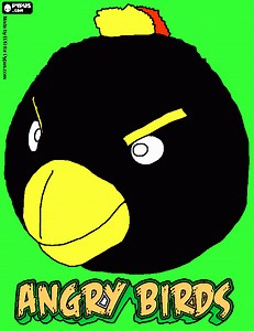 angry bird bomb coloring page, printable angry bird bomb