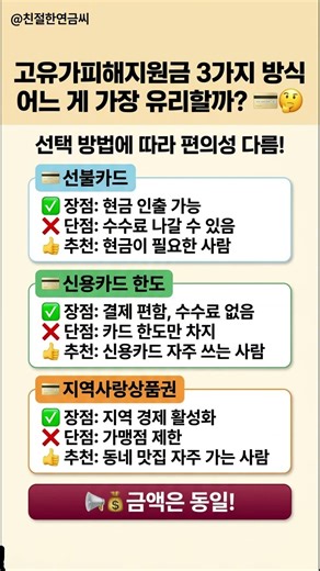 고유가피해지원금 선불카드 vs 신용카드 한도 vs 지역사랑상품권 어느 게 유리 #선불카드 #신용카드한도 #지역사랑상품권