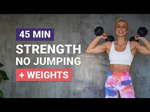 45 MIN FULL BODY STRENGTH WORKOUT | NO JUMPING | Dumbbells | Weights | Low Impact