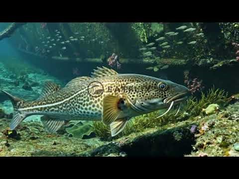 Atlantic Cod Exploring a Wreck Site – 9s Full HD Stock Footage