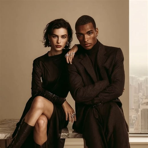 Warp & Weft Textile Design Studio🧿 on Instagram: "Power dressing meets modern romance. A timeless editorial moment where sharp tailoring, sculpted silhouettes, and bold confidence collide. Elevated minimalism, luxe textures, and effortless attitude — this is fashion that speaks without saying a word. 🖤✨ #FashionEditorial #ModernElegance #PowerCoupleStyle #HighFashionMood #LuxuryLook #MinimalAesthetic #EditorialStyle #BoldAndBeautiful #UnisexFashion #StatementStyle #FashionPhotogr