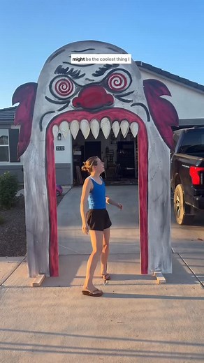 Morgan Renfro on Instagram: "Day 2 of turning my yard into a CARNEVIL for Halloween! Make sure you’re following to see the progress! I built a massive clown archway out of plywood and painted it to look crazy creepy and spooky. 🤡 it was out in the driveway for all of 7 minutes and got several drove by compliments. I love being the fun house in the neighborhood!! #halloweendiy #carnevil #halloweendecordiy #diyyarddecor #diyyarddecorations#doityourself #diy #halloweenarch"
