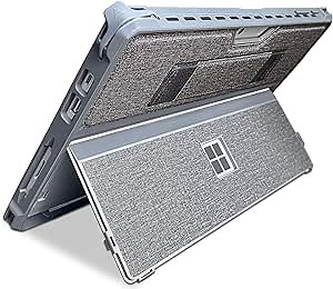 Case for 12.3" Microsoft Surface Pro 7+/7/6/5/4/Pro LTE Protective Rugged Cover Case, with Stylus Pen Holder and Hand Strap, Compatible with Type Cover Keyboard, Gray