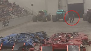 Horrifying moment monster truck runs over a worker during an Ohio show as crews rush to free victim from under giant wheel