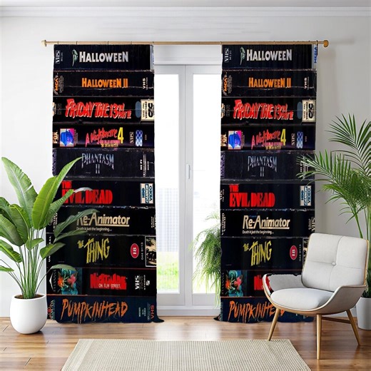 Retro Horror Movie VHS Tape Curtain, Slasher Film Decor - Etsy