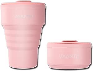 Travel Reusable Silicone Collapsible,13 oz/375 ml,Collapsible Travel Mug,Collapsible Cup for Hot and Cold Drinks(Pink)