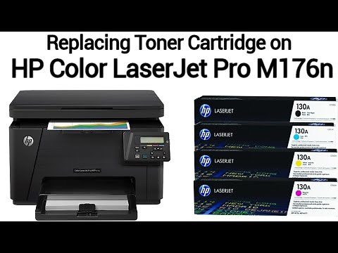 Remove or Replace Toner Cartridges on HP Color Laserjet Pro M176n Printer