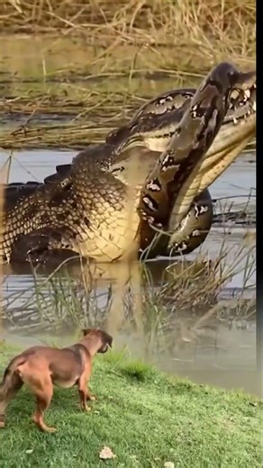 "Python Crushes a Crocodile"#PythonVsCrocodile #WildlifeBattle #SavageFight #fypvideoshortsviral