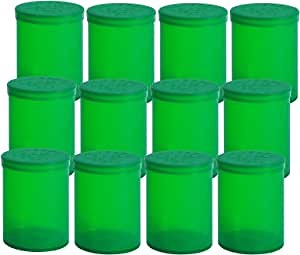 12pcs Plastic Empty Prescription Vial, Waterproof Airtight Joint Pill Bottles with Joint Pop Top Caps Medicine Container (30 Dram, Green Transparent)