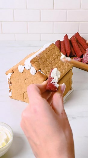 Gingerbread house, but make it more delicious. Introducing, the Dietz & Watson Charcuterie Chateau. #itstheholidayseason #gingerbreadhouse #meats