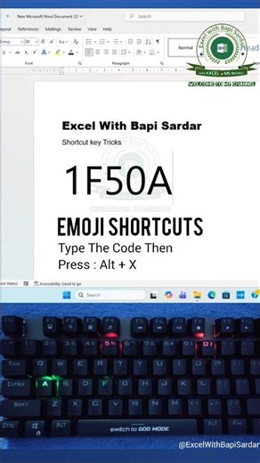 ✨ Insert emojis instantly in Microsoft Word using simple shortcut keys! 🚀