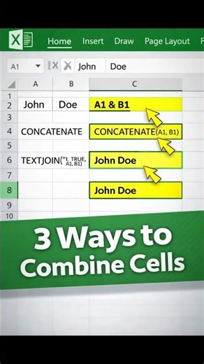 STOP Using CONCATENATE ❌ Save HOURS With TEXTJOIN ⚡ #excel #exceltips #shorts