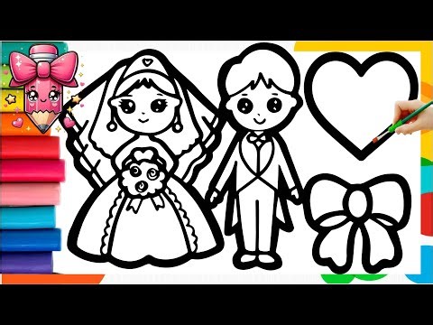 Cute Bride & Groom Drawing, Painting & Coloring For Kids and Toddlers _ Child Art