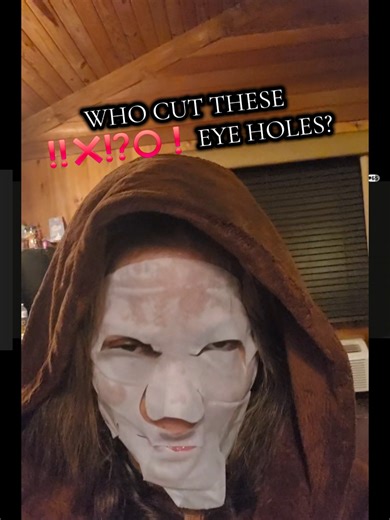 Who cut these &%$!! eye holes? ##NitaSandMitch #Django #Cabin #Mask #WomenOver50