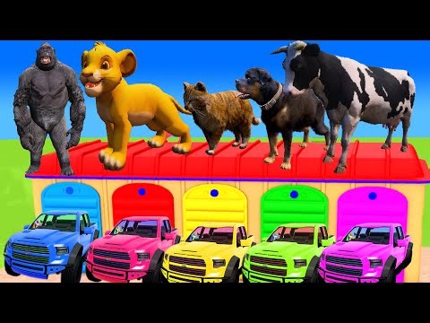 Long Slide Game with Cow Elephant Gorilla Hippopotamus Tiger 3d Animal Game Funny 3d Animals