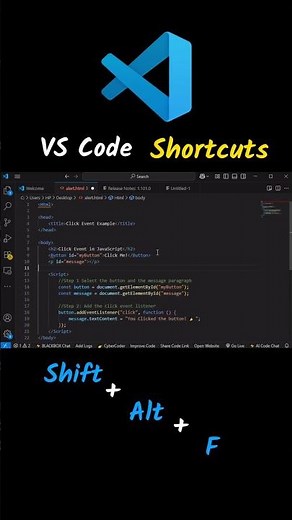 Code Format in Vs Code - Shortcut