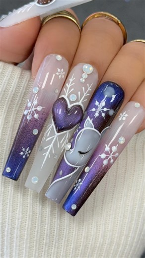 Tino Vo on Instagram: "OMG, this midnight whisper magic hit different 💅 it’s like winter wonderland met cosmic Glamz and had a nail baby💙❄️💜 Dipping your finger in a magical winter night sky with our new Cateye Ursula with blue stained glass gel 08 🛍️Product Included🛍️ ⬇️ www.TinoVo.shop ⬇️ • 𝐒𝐩𝐚𝐫𝐤𝐥𝐞 𝐆𝐞𝐥: 𝐛𝐥𝐚𝐜𝐤 𝐝𝐢𝐚𝐦𝐨𝐧𝐝𝐬 (super reflective) 𝐌𝐚𝐠𝐧𝐞𝐭𝐢𝐜 𝐂𝐚𝐭𝐞𝐲𝐞: 𝐔𝐫𝐬𝐮𝐥𝐚 (purple Cateye) 𝐁𝐥𝐮𝐞 𝐒𝐭𝐚𝐢𝐧𝐞𝐝 𝐆𝐥𝐚𝐬𝐬 𝐆𝐞𝐥 𝐧𝐮𝐦𝐛𝐞𝐫 𝟎𝟖 𝐇𝐢𝐠𝐡 𝐋