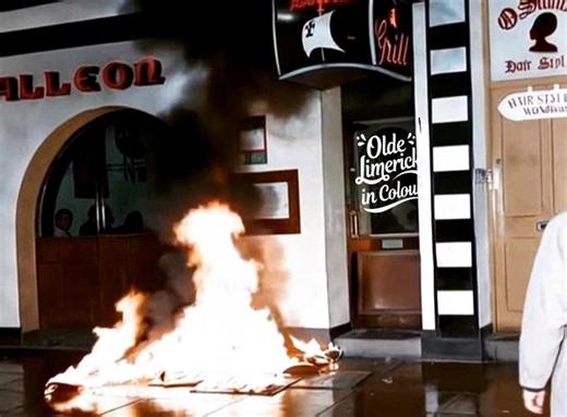 January 1973, A fire at the Galleon Grill, O'Connell Street. #Limerick #Ai | Olde Limerick in Colour