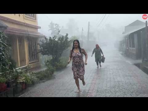 Black Sky-Windy Day-Cloud Burst Rain-A Walk through Village