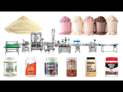 Automatic Protein Powder Bottle Filling Sealing Labeling Capping Line