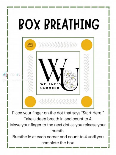 Feeling stressed, anxious, or overwhelmed? Try the Box Breathing Technique! Box breathing is a simple but powerful breathing exercise that helps calm the mind, reduce stress, and improve focus. It’s a technique often used to stay calm under pressure—and anyone can benefit from it! How to Do Box Breathing: 1️⃣ Inhale deeply through your nose for 4 seconds. 2️⃣ Hold your breath for 4 seconds. 3️⃣ Exhale slowly through your mouth for 4 seconds. 4️⃣ Hold your breath again for 4 seconds. 🔁 Repeat th