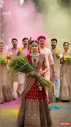 A Rural Bride’s Built the Biggest Pichkari from Palm Leaves| Hand crafted | #Shorts #crafting