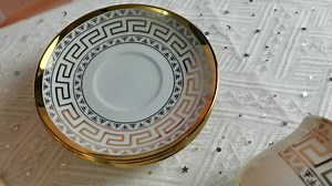 Ceramic Arabic Gold Tea Cup Set Plated-gold Tea Set and Saucer Teapot Milk Pot Sugar Pot with Gold Stand