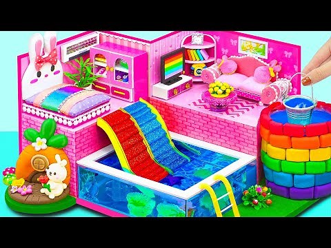 How To Make Mini Swimming Pool in Simple Cardboard House with Water Well ❤️ DIY Miniature House