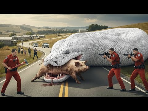 Courageous rescue team fights a large phyton to save innocent pig 🐖