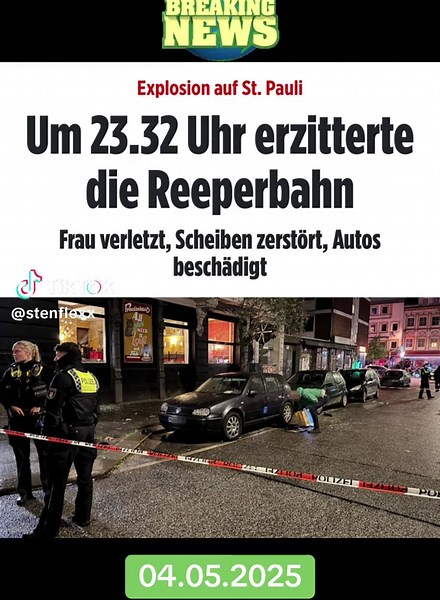 In Hamburg explodierte in der Nacht zu Sonntag ein geparkter Pkw nahe der Reeperbahn. Eine 22-Jährige wurde verletzt. Die Polizei schloss Pyrotechnik aus, ein Sprengmeister war vor Ort. Hinweise auf einen Anschlag gibt es bisher nicht, die Ermittlungen laufen. Quelle: Bild.de #hamburg #stpauli #explosion #verletzte #frau #news #nachrichten