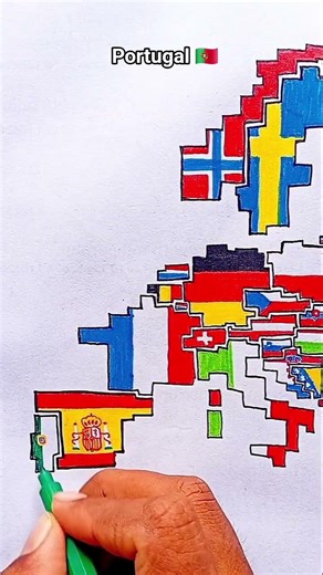 Draw Flag Map of Portugal 🇵🇹 #portugal #flag
