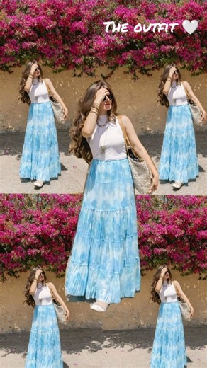 White Top + Blue Maxi Skirt = Perfect Summer Look💙Dreamy Blue Outfit idea #meesho#skirt#ootd#fashion