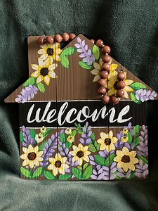 Hand-painted Wooden “welcome” Sign – Rustic Floral Home Décor - Etsy