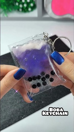 DIY boba squishy keychain 🧋#shorts #art #diy #cute