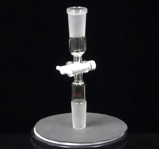 StonyLab Glass Vacuum Flow Control Adapter Straight with PTFE Stopcock and Two 14/20 Joints for Lab Supply