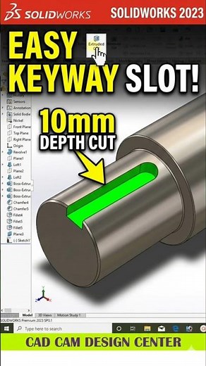 SolidWorks Pro Tips: Precise Keyway Cutting 🛠️ #shorts #youtubeshorts