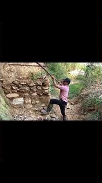 Primitive Stone House Survival Build in the Deep Forest | Stone Shelter With Fireplace