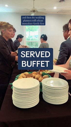 This is a served buffet dinner for a wedding reception! A served buffet is way faster and the line moves quickly! #weddingdinner #weddingbuffet #weddingfood #creatorsearchinsights #weddingtips #weddingplanning #weddingreception