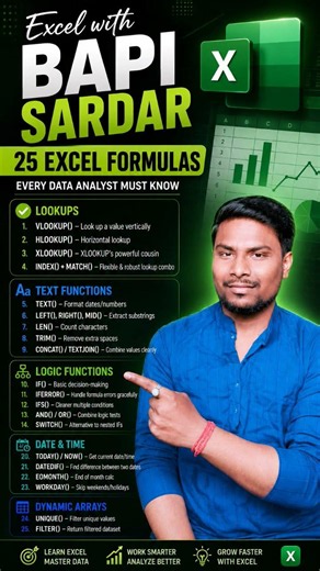📊 Learn 25 powerful Microsoft Excel formulas !
