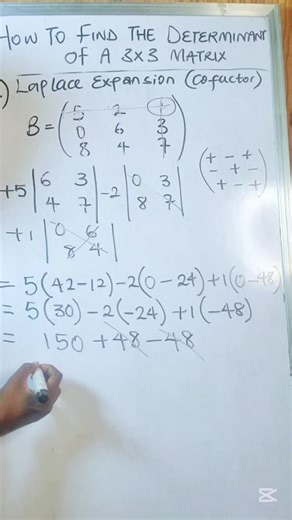 How to find the determinant of a 3 x 3 matrix using the Laplace Equation (also known as the Cofactor method). #schoolofmathematicsnigeria #mathreels #algebra #matrix | School of Mathematics, Nigeria