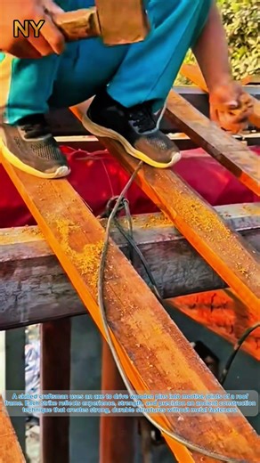 Traditional Craft Power: Securing Roof Frame Mortise Pins with an Axe.