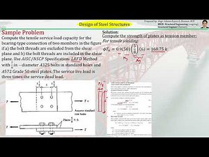 14 Design of Steel Structures | Solved Sample Problem | Analysis of Bolted Connection |Threaded Area