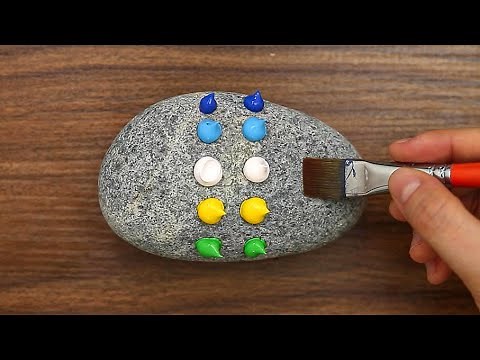How To Acrylic Painting on Stone｜Lake scenery Painting Step by Step #862｜Painted Rocks｜Satisfying