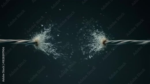 Metal wire breaking in slow motion, creating a stunning display of disintegration in high quality