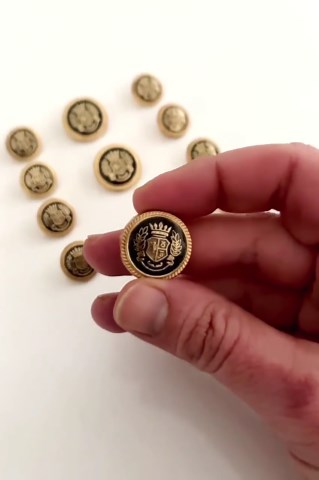 Royal Gold Black Metal Crest Buttons: Matte Finish, Set of 11 - Etsy