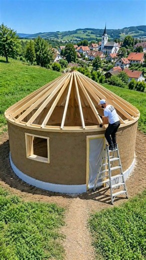 DIY Circular Straw-Bale Tiny Home! | Incredible Off-Grid Transformation from Foundation to Furnished